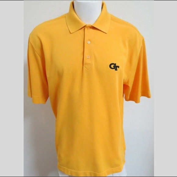 XL Yellow Georgia Tech Mens Cotton #EE Golf Polo - Picture 1 of 5